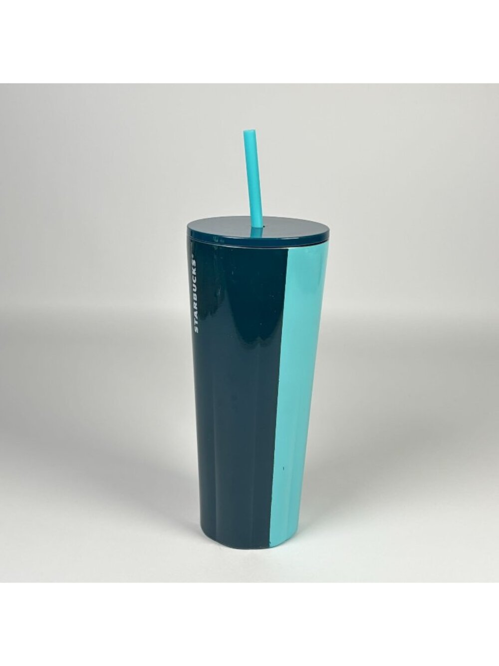2023 Starbucks Blue Two Tone Stainless Steel Tumbler Hot Cold Cup 24oz w Straw